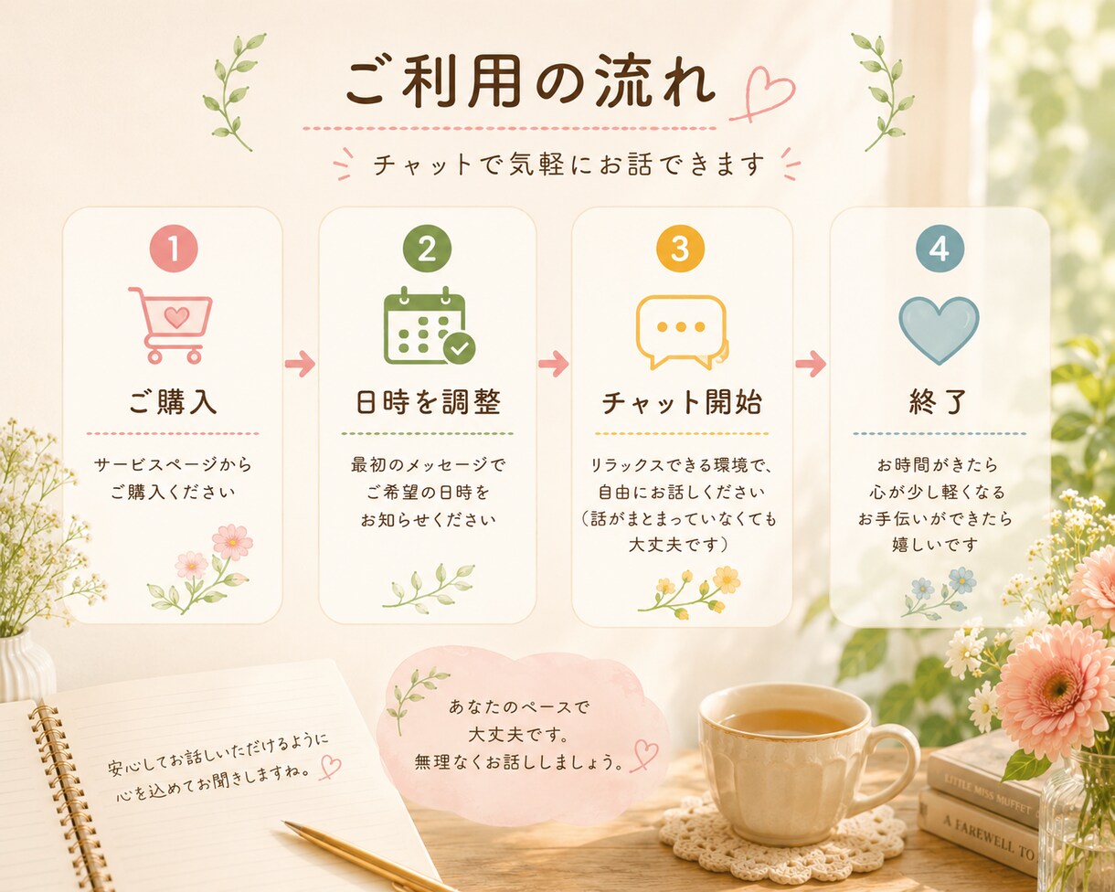 誰にも言えない話、聞きます アドバイスなし。否定せず寄り添います。 イメージ4