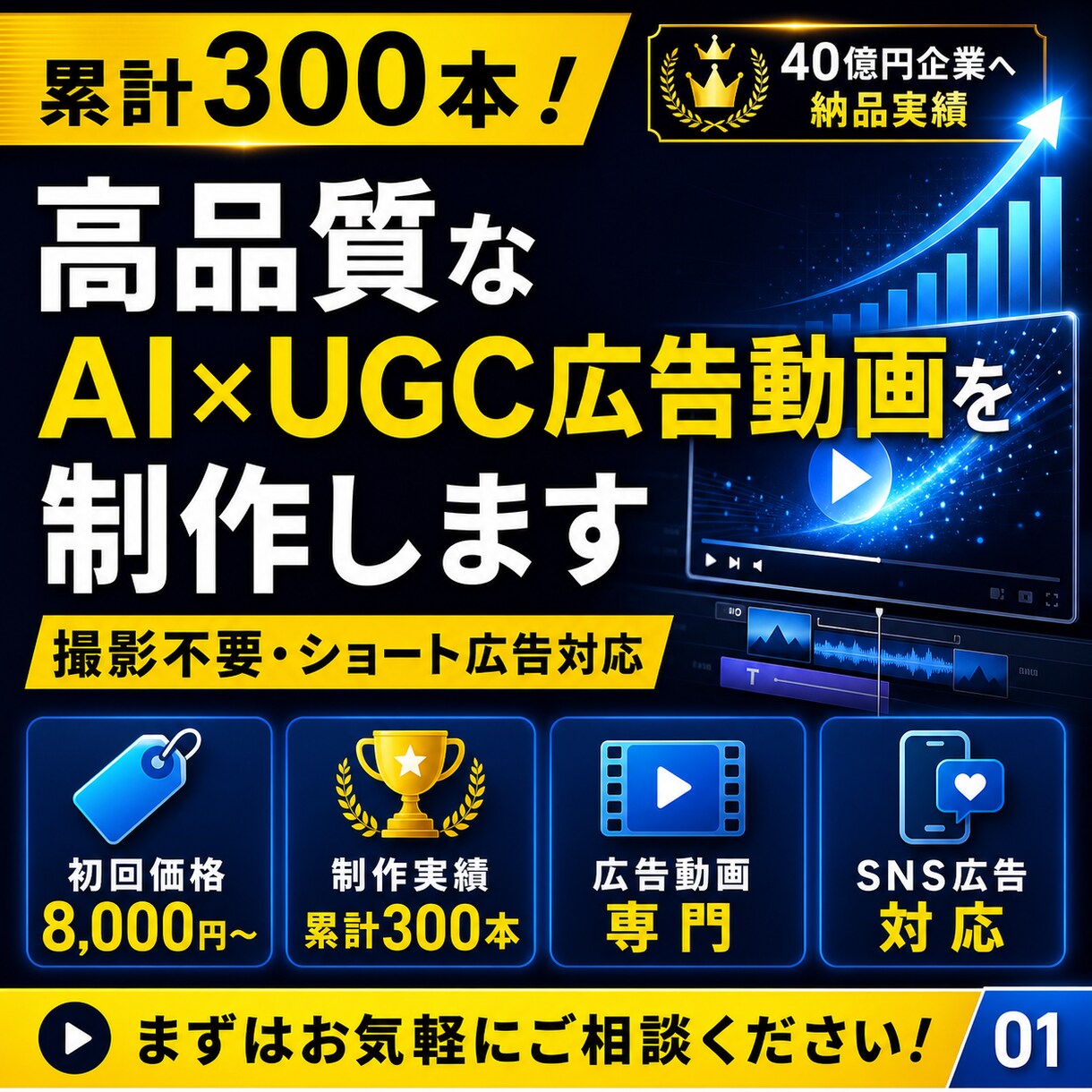 高品質なAI×UGCショート動画広告を制作します 売上40億企業へ納品実績 | 撮影不要のショート動画広告 イメージ1