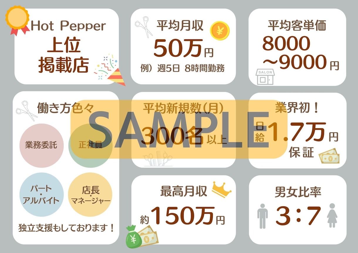 美容室のPOP作成いたします 希望イメージに合わせたPOPをお作りします^^ イメージ2