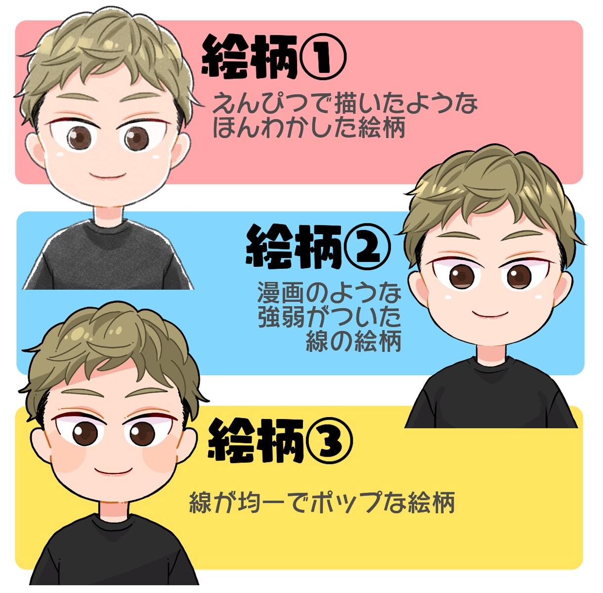 商用OK！可愛くてほんわかしたアイコン描きます 表情4点セット！SNSのアイコン、ブログの吹き出しなど！ イメージ2