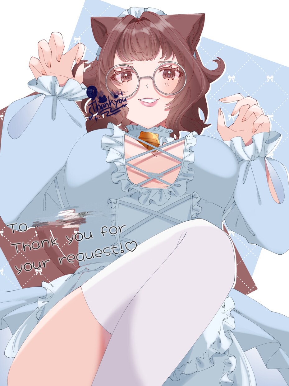 かわいい女の子のイラスト描きます 基本膝から上、シンプルなリボン背景でお届けします！ イメージ4