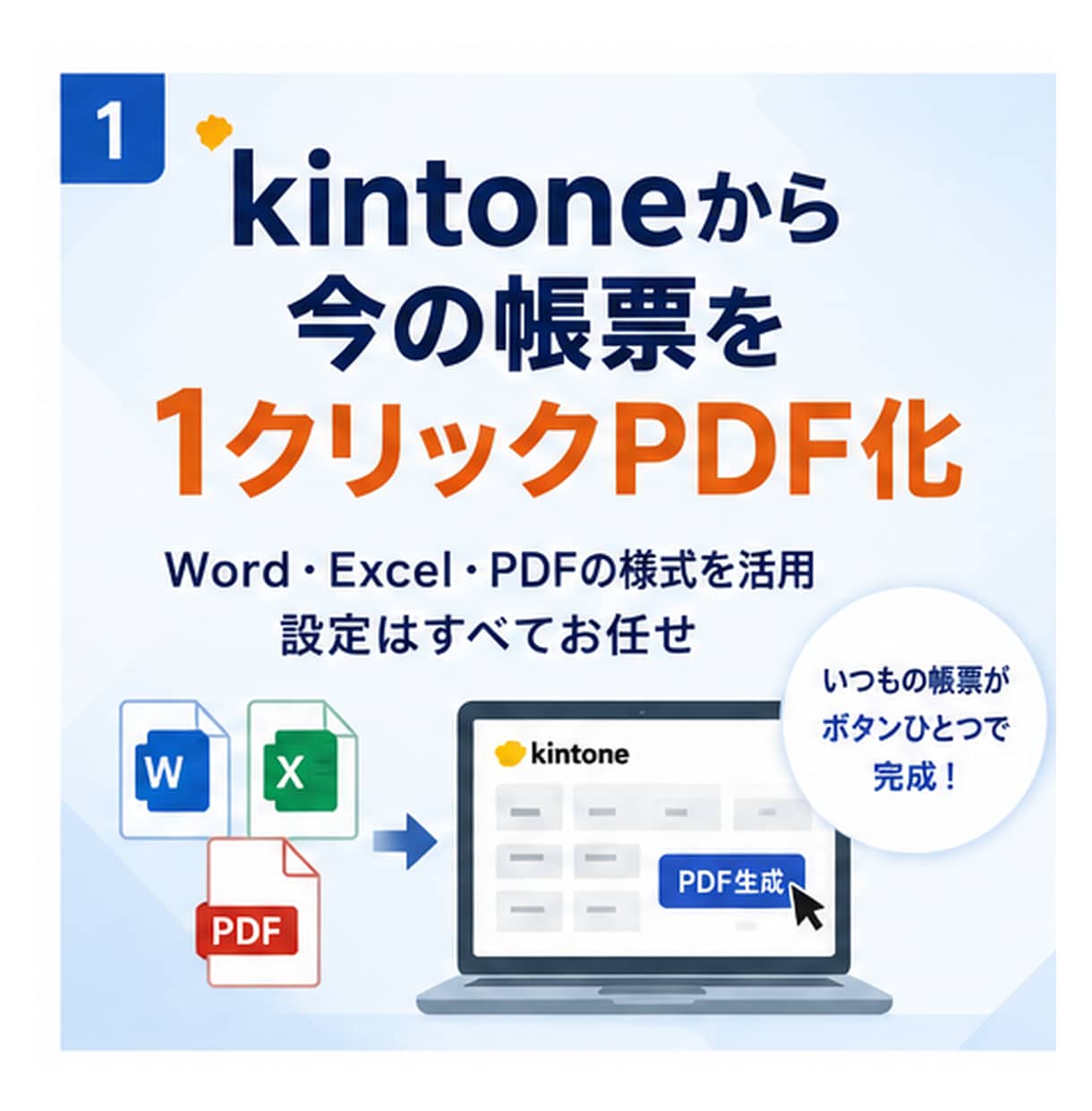 kintoneから帳票PDFを出力します 今の帳票をkintoneから1クリックPDF化 イメージ1