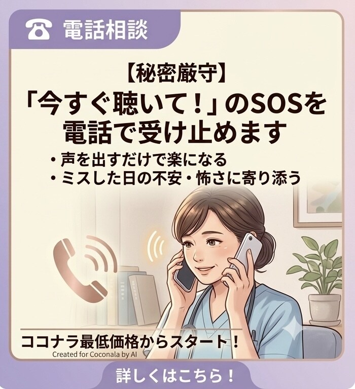 新人看護師さんの涙、愚痴、不安を優しく受け止めます すぐに話を聞いてほしい時などぜひ相談ください！ イメージ1