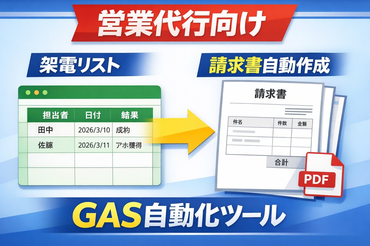 営業代行様向け_結果の集計〜請求書発行自動化ます 月次結果集計から架電担当者への明細発行まで自動化！ イメージ1