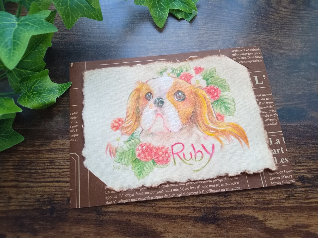 アンティークな雰囲気のペットの似顔絵作成します レトロな風合いがお洒落な色鉛筆の優しい似顔絵 イメージ8