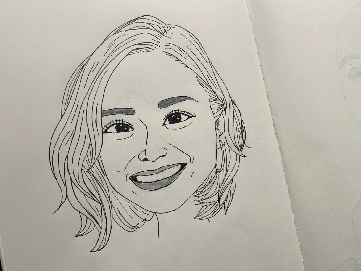 モノクロ似顔絵描きます リアルかわいい、水彩モノクロ似顔絵！ イメージ5