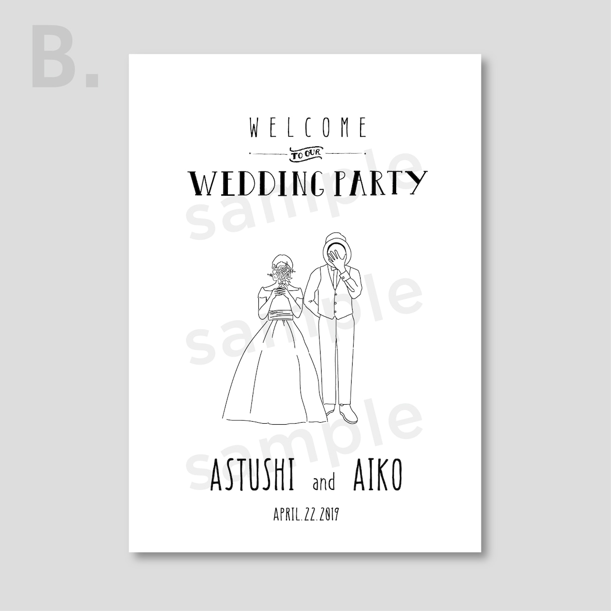 写真を元にシンプルなウェルカムボードを制作します 結婚式後も部屋にお洒落に飾れます♪ イメージ4