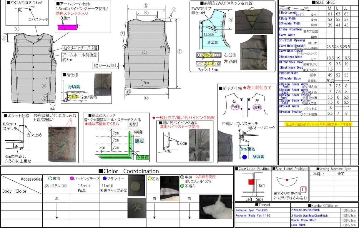 アパレル縫製仕様書作成します 丁寧な図解説明で海外工場にもわかりやすい仕様書 イメージ4