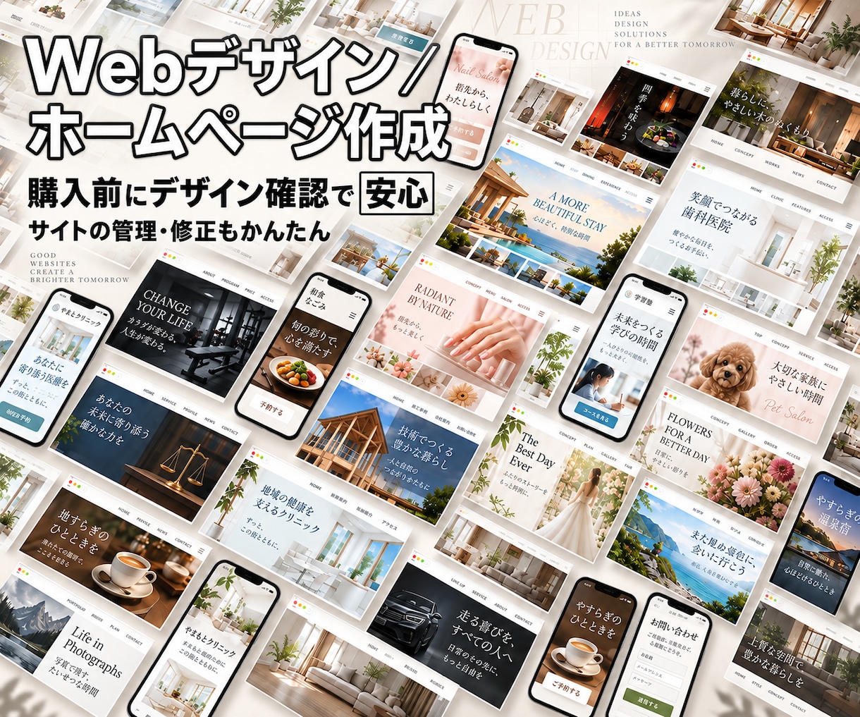 丸投げOK！理想を形にするホームページを制作します 知識ゼロでも安心、事前デザイン確認で理想のサイトを制作します イメージ1