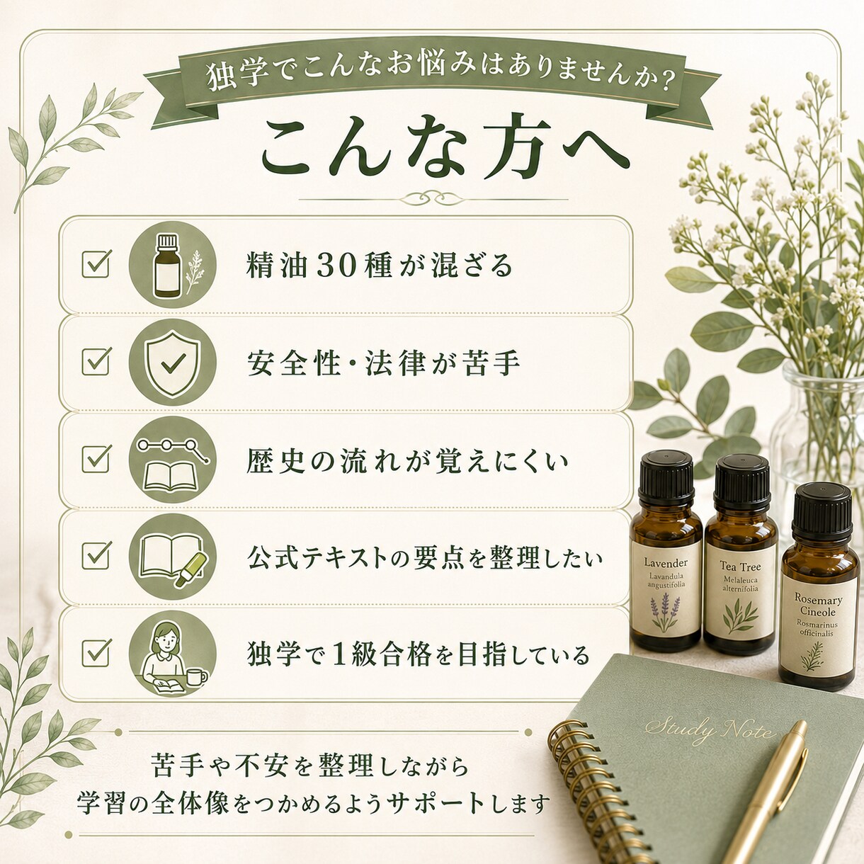 AEAJ アロマテラピー検定1級の学習を整理します 検定１級の学習ポイントをPDFで補強 イメージ3