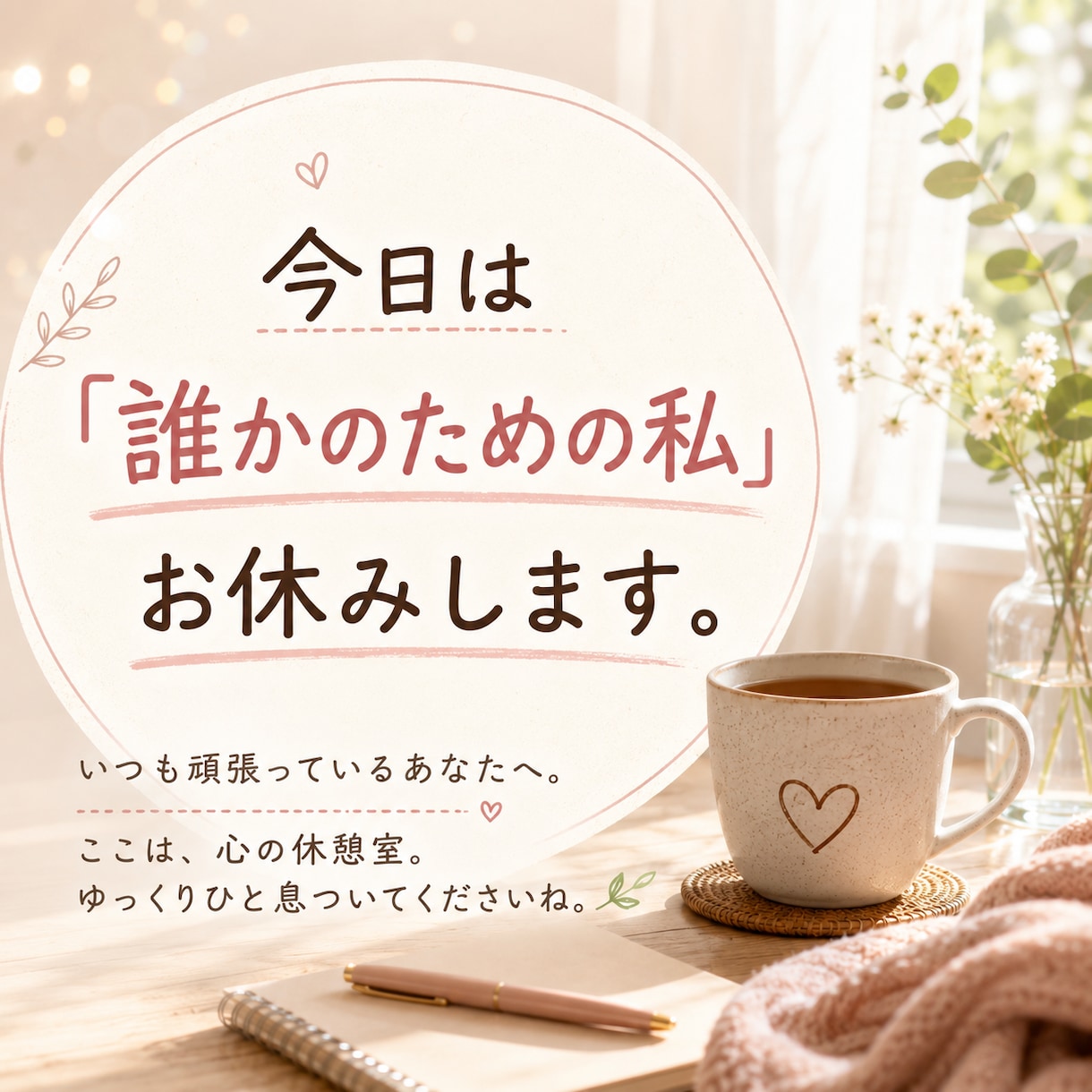 頑張りすぎて疲れたあなたのお話お聴きします 今日は「誰かのための私」を、ちょっとお休みしませんか？ イメージ1