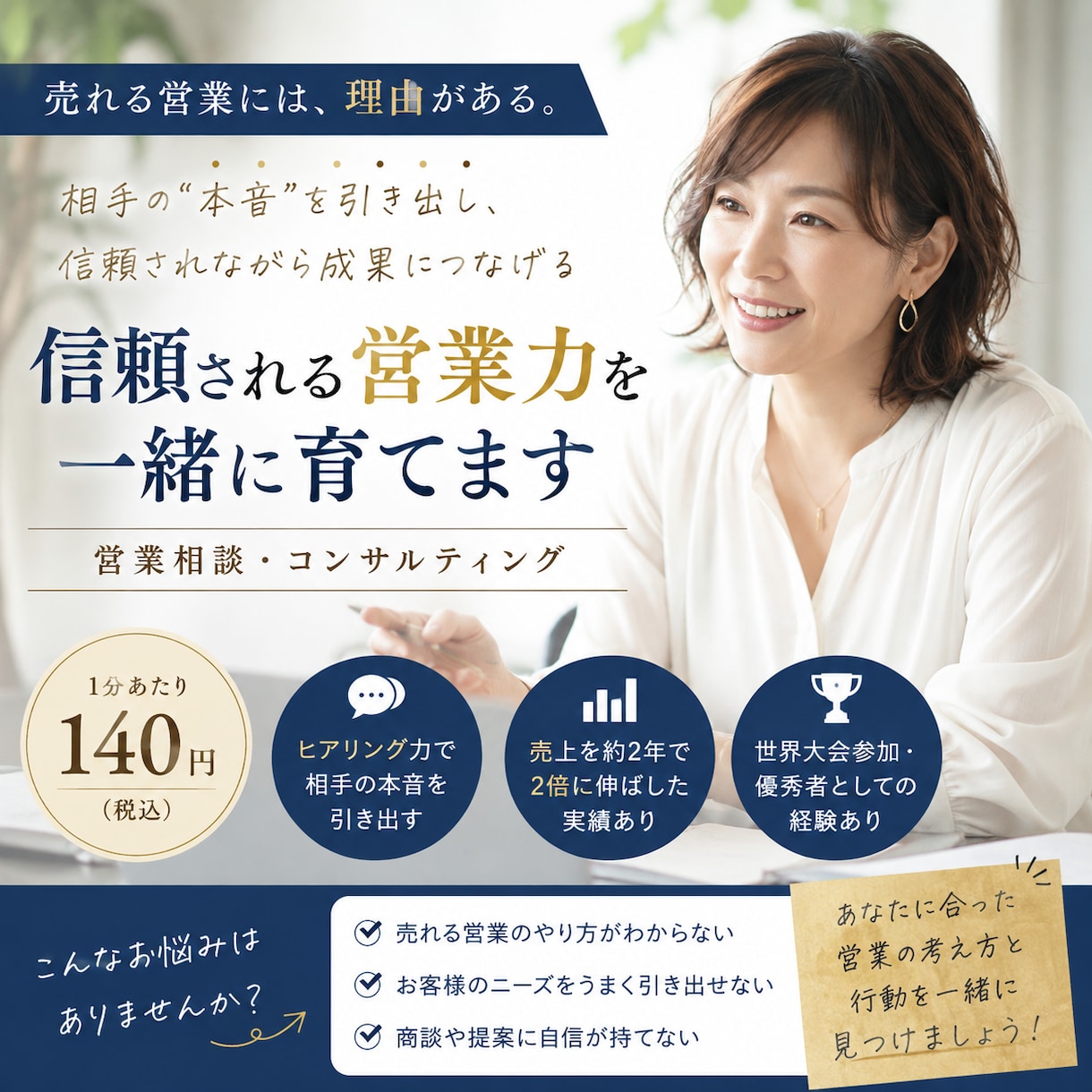 売上アップにつながる営業・接客術をお伝えします 営業成績を伸ばしたい方へ現場経験をもとにサポートします イメージ1