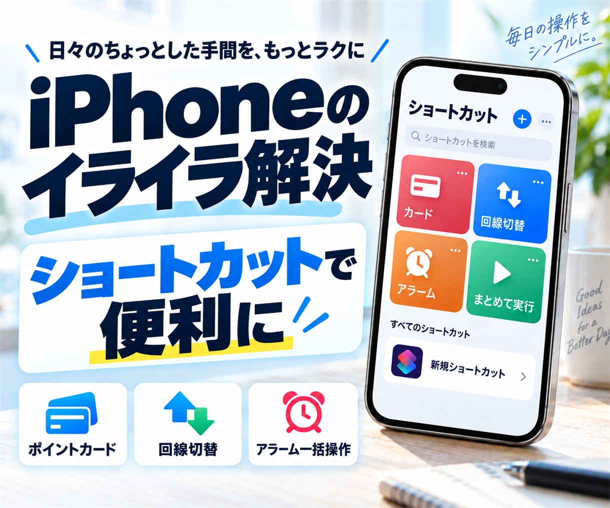iPhoneのイライラ解決します ショートカットアプリを使ってiPhoneの不満を解決します！ イメージ1