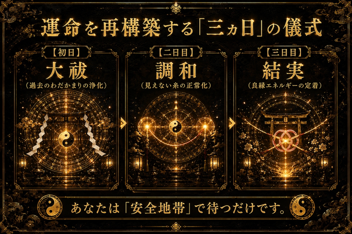陰陽師が授ける「強制好転」の縁結び集中神事行います 3日間の連続祈祷で滞りを一掃し、「絶望的な恋」を　動かします イメージ2
