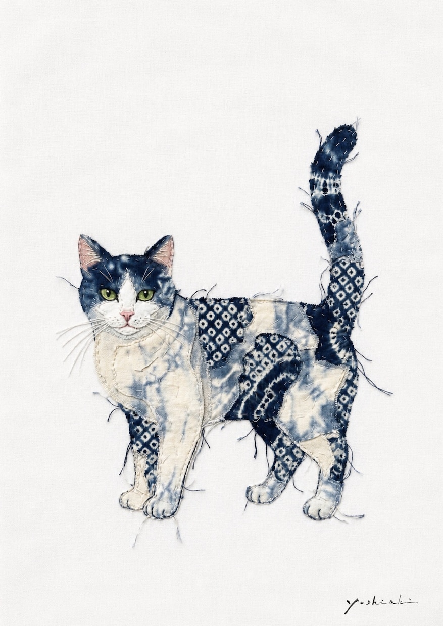 猫・ペットの布コラージュ作品を制作します 写真から布と手縫いでペットアート制作 イメージ5