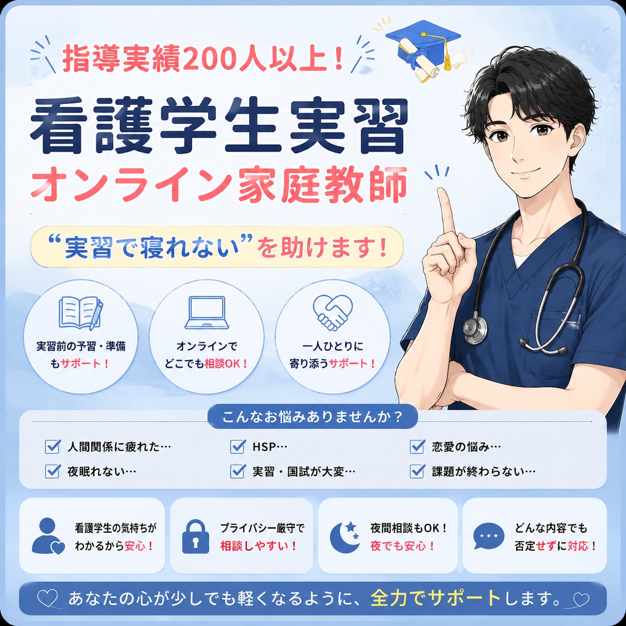 看護学生の実習記録、学校の課題、関連図助けます 【200人以上実績あり】現役指導者が看護学生を寝れる実習へ！ イメージ1