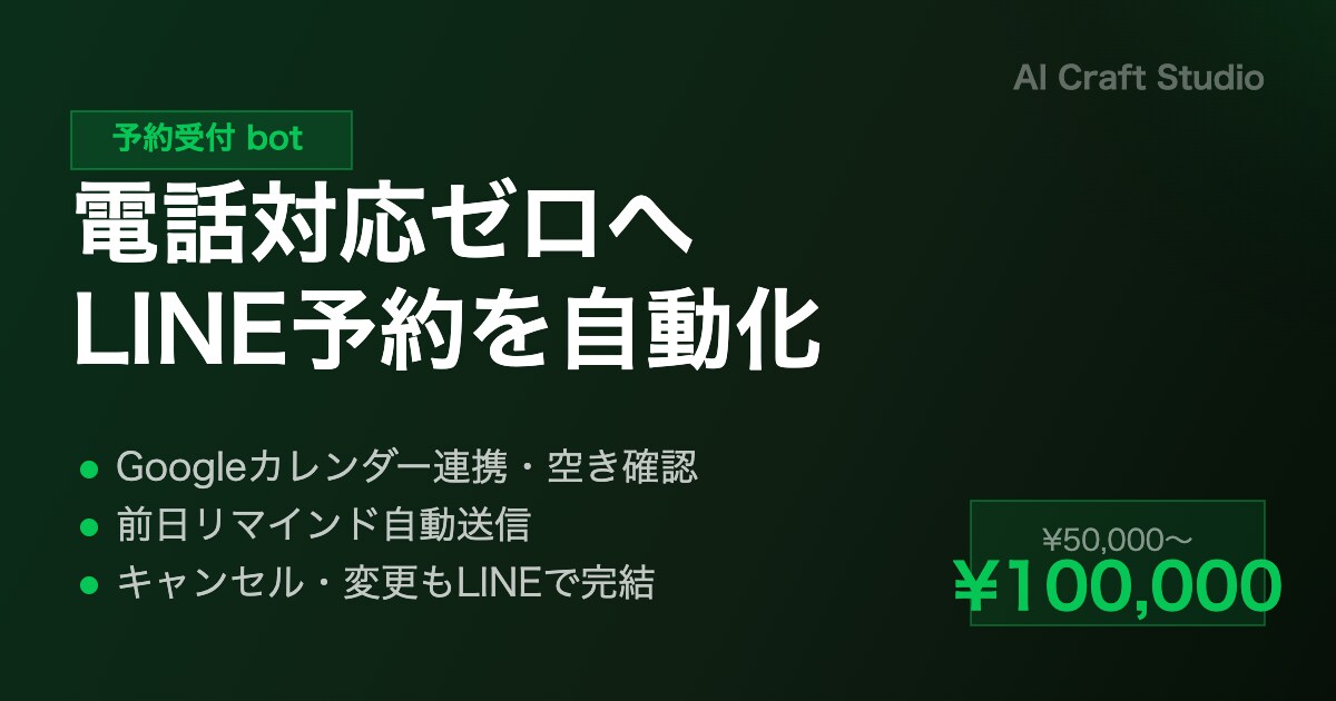 LINE予約受付〜リマインドを自動化します 電話予約ゼロ・リマインド自動化します イメージ2