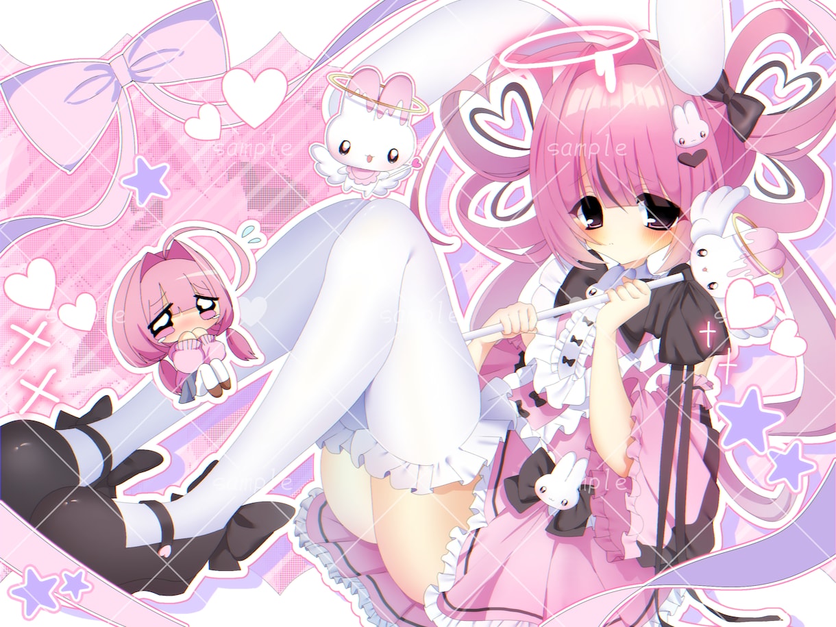 商用使用OK!萌え可愛いイラストをお描きします 平成のギャルゲのような萌え萌えイラストをご提供します♪ イメージ3