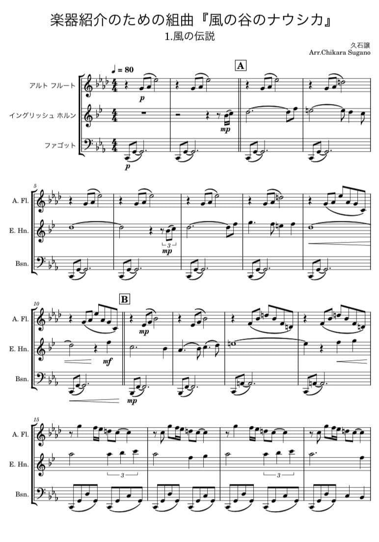 フルートに特化した譜面に編曲します 海外オケ首席フルート奏者が、フルートアンサンブルの編曲します イメージ2