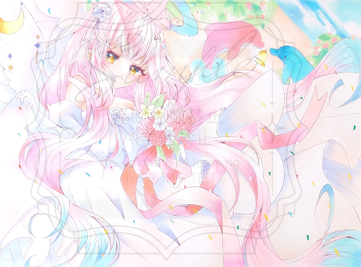 アナログでイラスト描きます フリルやレースなど可愛くメイク！ イメージ1