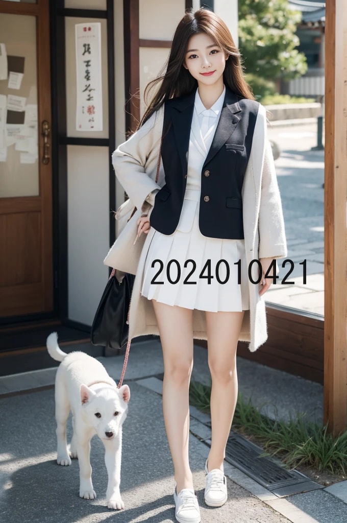AIで作成した犬の散歩をする女子高生の写真販売ます 撮影や商用利用が難しい、犬の散歩をする女子高生のAI写真販売 イメージ4