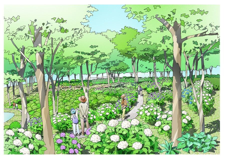 植栽プランを含め手描きパース制作します 季節に合わせたガーデニングや外構又公園プラン。 イメージ1