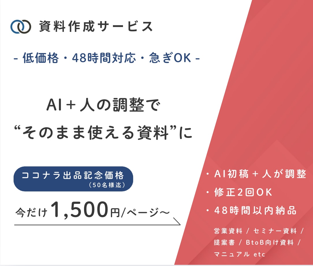 AIで叩き台作成＋人の調整で資料を仕上げます 低価格・48時間対応・急ぎOK｜人が読みやすく整理します イメージ1