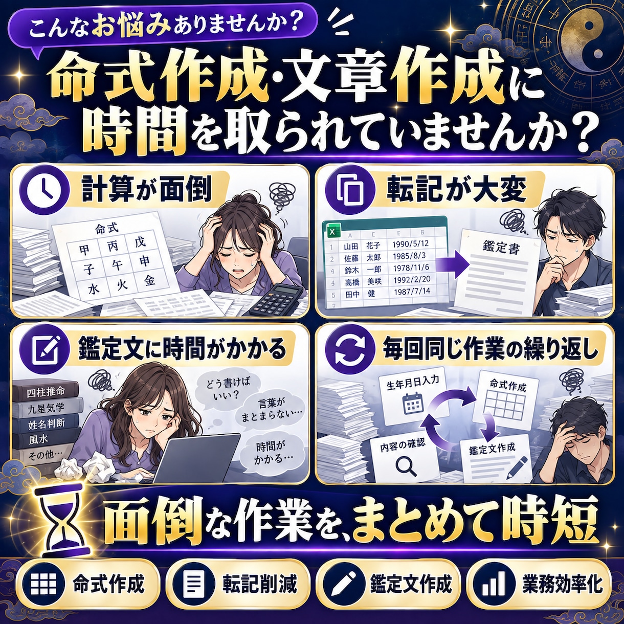 算命学の命式・鑑定書をAIで自動作成できます 命式・陰占・鑑定文がワンクリック。占いの鑑定業務を大幅効率化 イメージ2