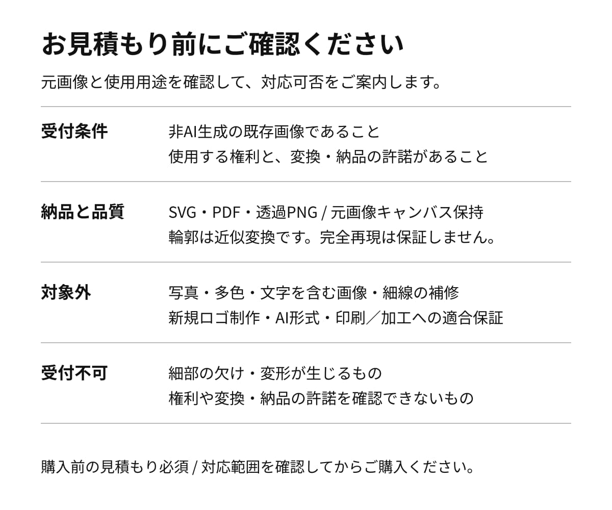 単色画像をSVGに変換して検品します 既存画像の輪郭を近似変換。穴・細部・寸法を確認 イメージ2