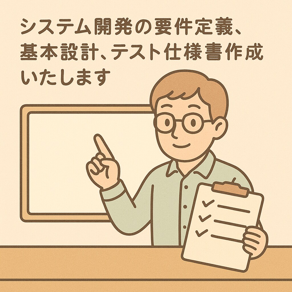 システム開発に必要な要件定義〜基本設計等作成します 要件定義、基本設計、テスト仕様書幅広く対応いたします。 イメージ1