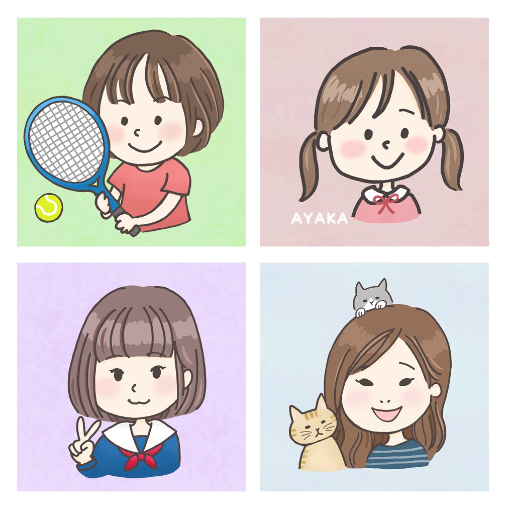 優しい雰囲気のほのぼの似顔絵を作成します ゆるくてまるっこいタッチの似顔絵です。 イメージ2