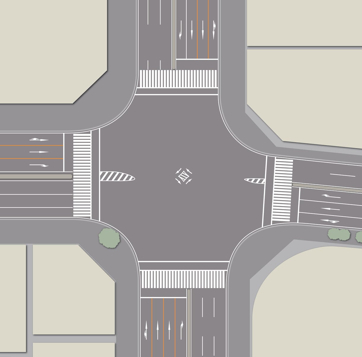 交差点、道路をイラストにします 資料や図に必要な、道路や交差点の俯瞰イラストを作成します。 イメージ1