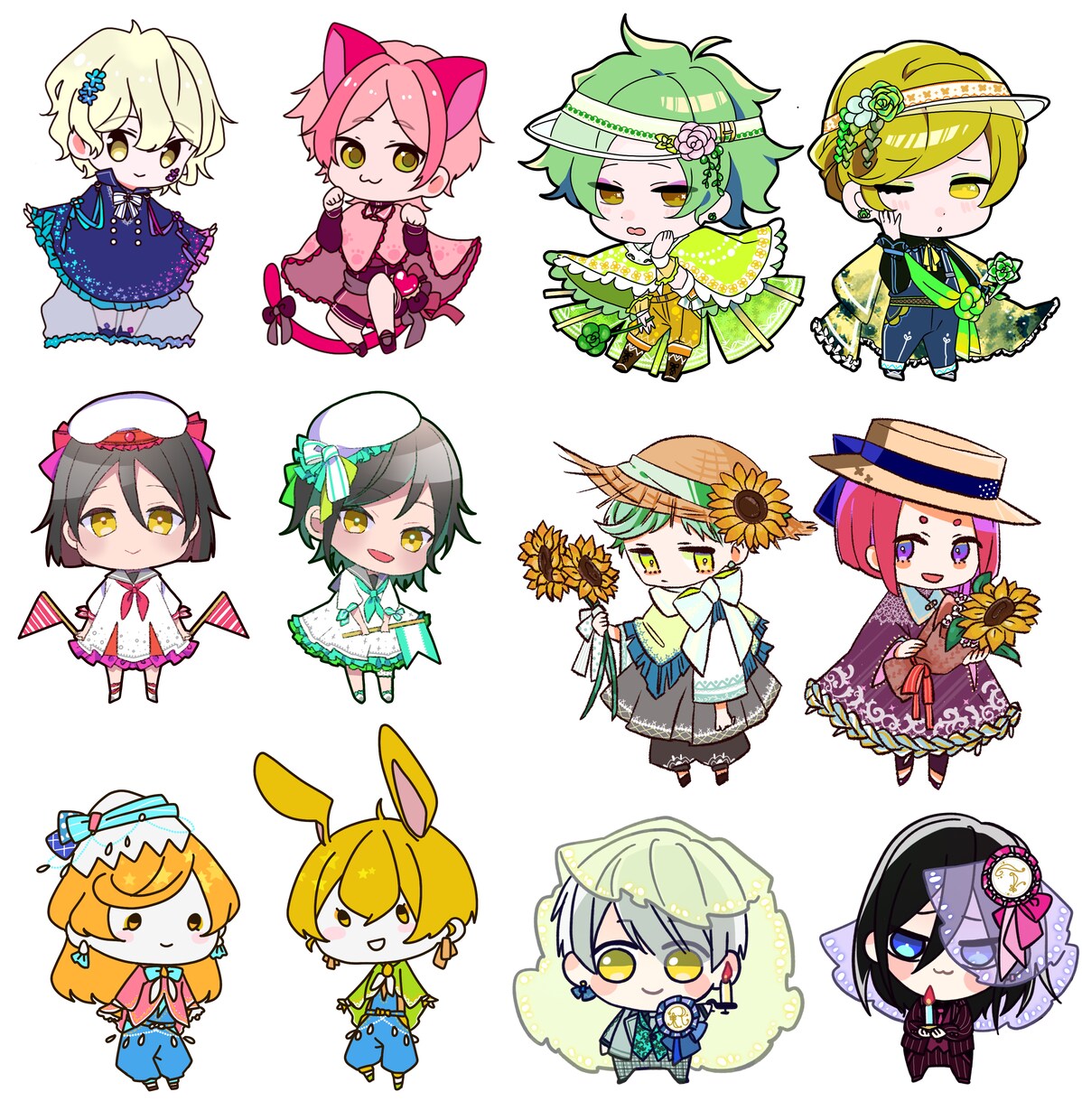 キラキラなミニキャライラスト制作いたします 一枚絵/アイコン/グッズイラスト等様々な用途に対応いたします イメージ6