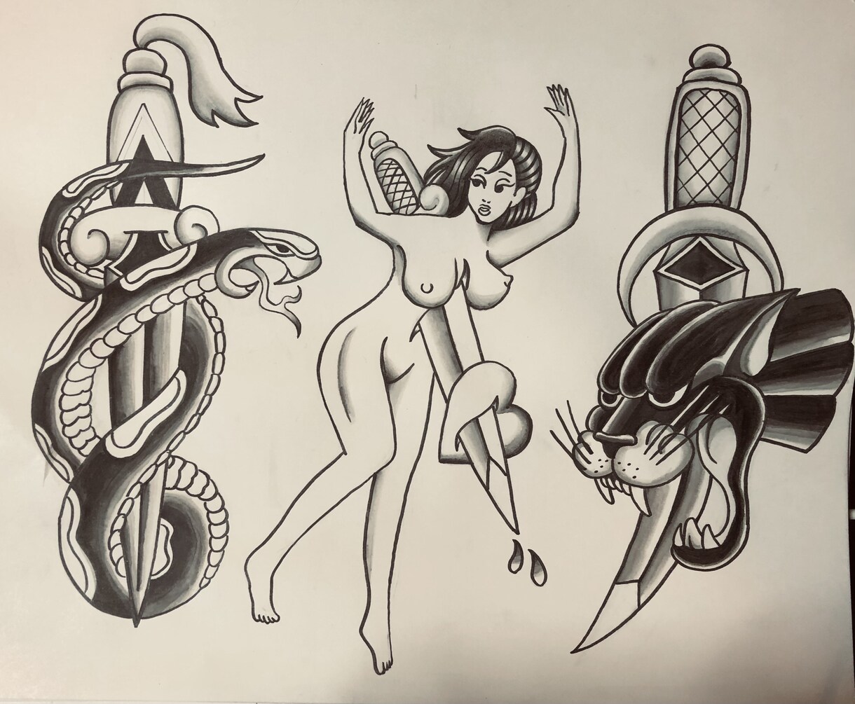タトゥーデザイン描きます タトゥーデザインのためのフラッシュを描きます。 イメージ4