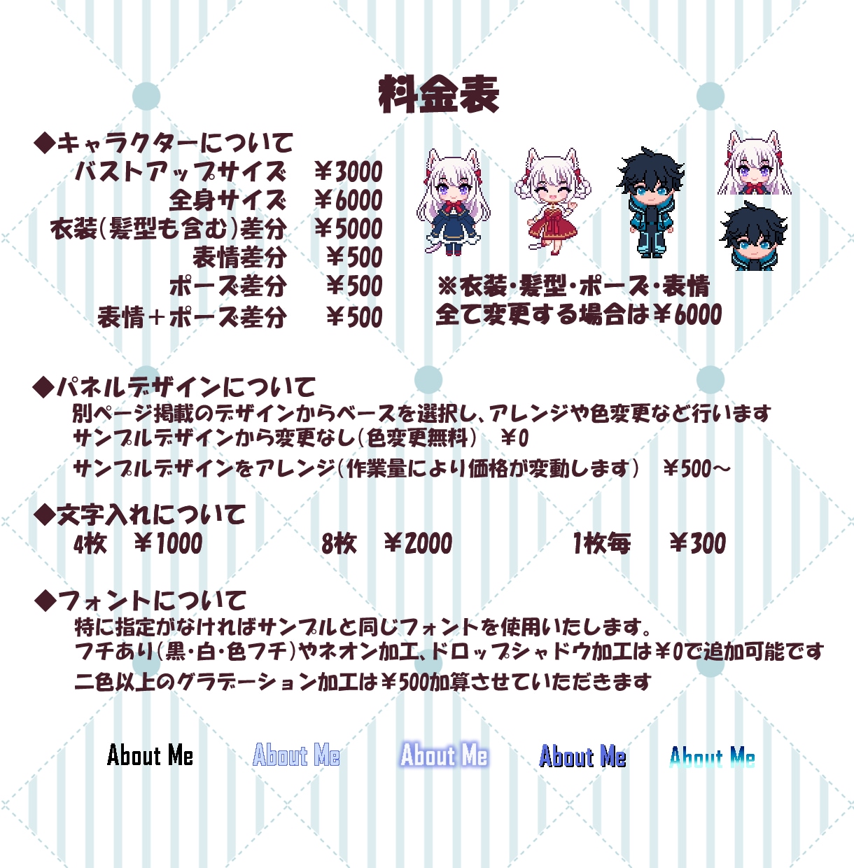 配信者様向け、Twitchパネル制作します あなたの分身キャラを添えたオリジナルパネルです！ イメージ3