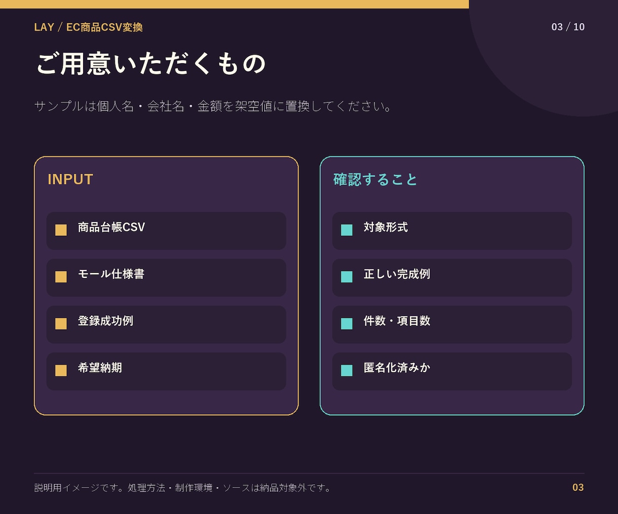 EC商品CSVをモール登録用に変換します 列順・文字数・必須項目を一括整形して出力 イメージ3