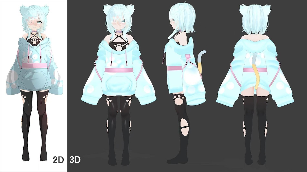 Vtuber向けオリジナル3Dモデル制作を承ります 立ち絵を高品質3Dモデル化！VRM・MMD・VRChat対応 イメージ9