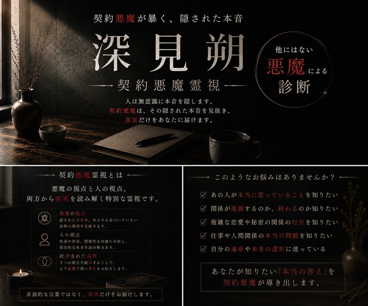 契約悪魔が暴く、あの人が隠す真実の感情を霊視します 綺麗事では終わらない。悪魔が語る本音だけの霊視があなたを救う イメージ2