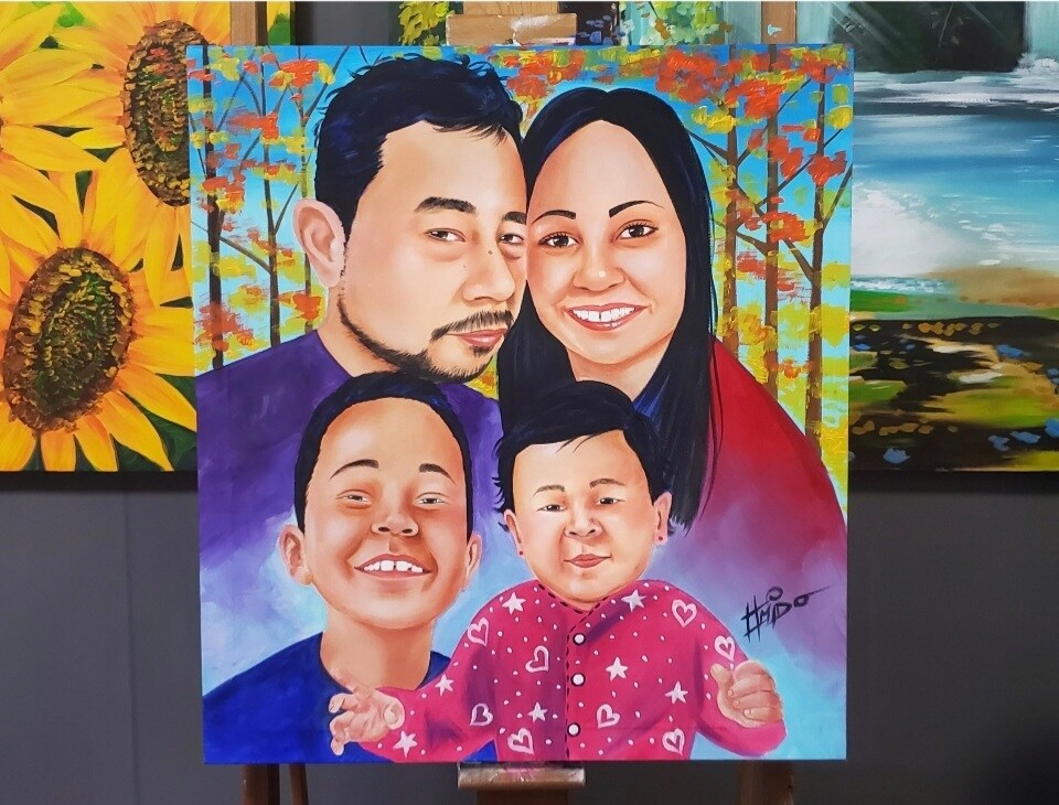 キャンバスにリアルな肖像画を描きます アクリル絵の具で描いています　個人の絵、カップル、家族 イメージ9