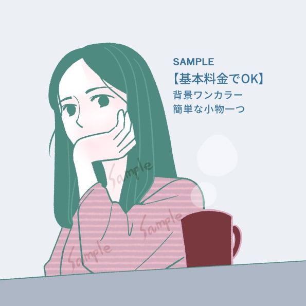 ポーズ自由！バストアップのイラストを描きます アイコンにも。シンプルで清潔感ある絵柄です。商用OK。 イメージ1