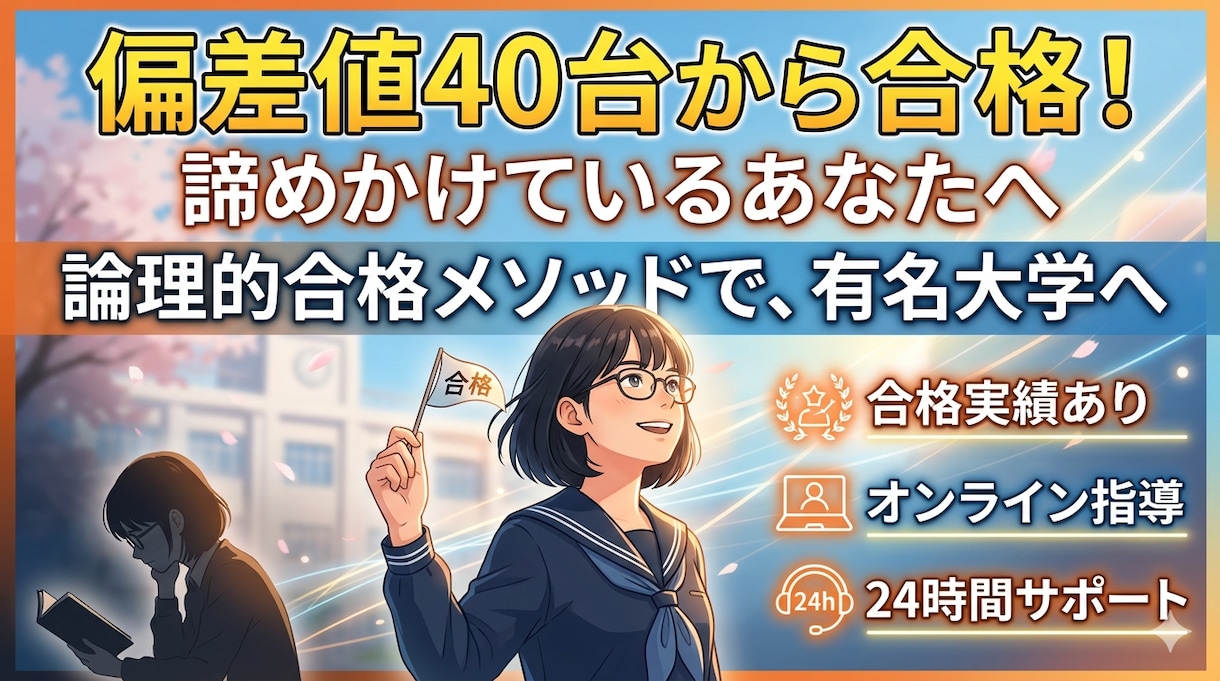 難関大学への合格を徹底サポートします 【偏差値40台から関関同立・GMARCHへ】現役塾講師 イメージ1
