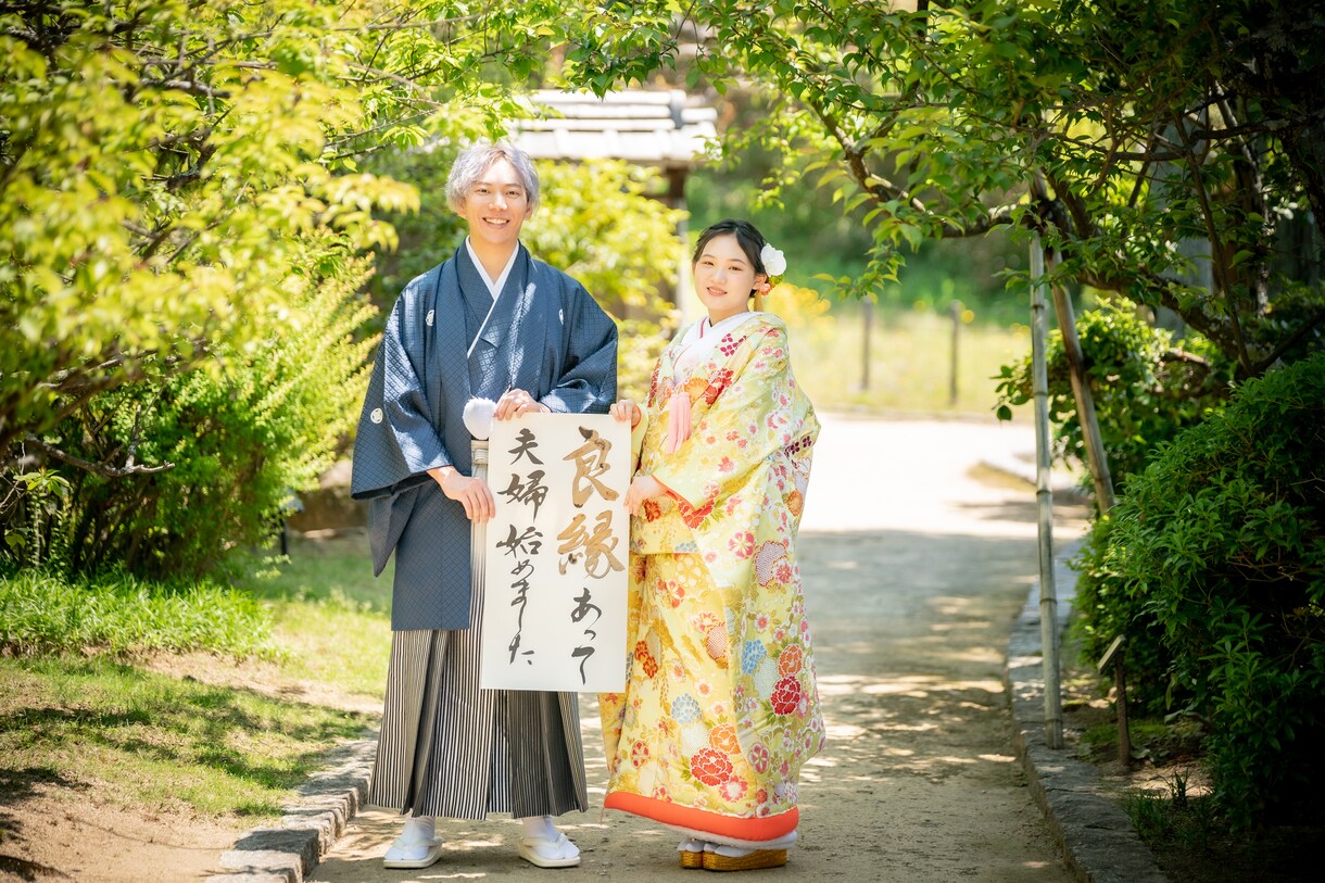 前撮りで映える書（掛け軸1枚おまけ付）を作成します ☆特別な前撮りを書でより特別にしてみませんか？ イメージ4