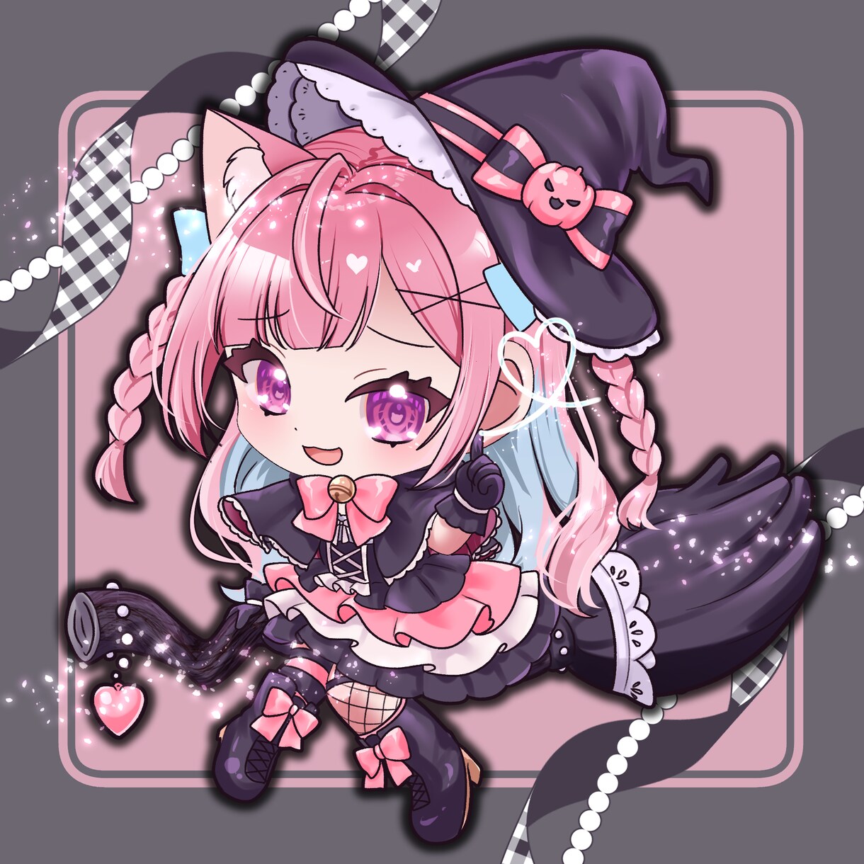 ハロウィン魔女のSDミニキャラ量産イラスト描きます 最短翌日納品OK♡髪型・衣装カラー変更も自由！配信やSNSに イメージ5