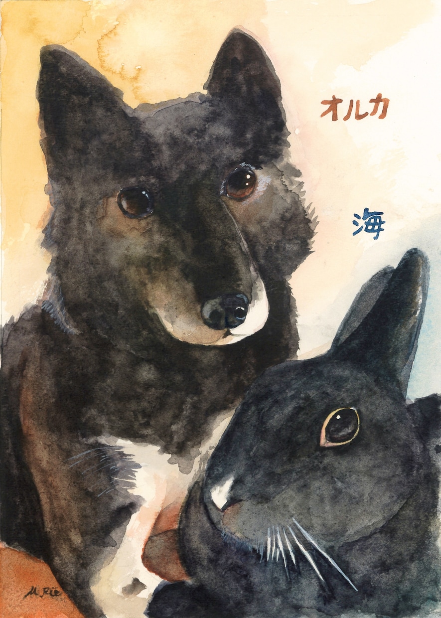 ハガキ～A4サイズで動物ちゃんの似顔絵描きます 水彩でふんわり優しく♬.*ﾟ可愛らしい表情を描きます イメージ1