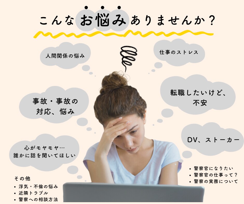 1分〜OK!元警察官が丁寧に話をお伺いします 愚痴、悩み、相談。どんな話でもOK！些細な話も聞きます。 イメージ5