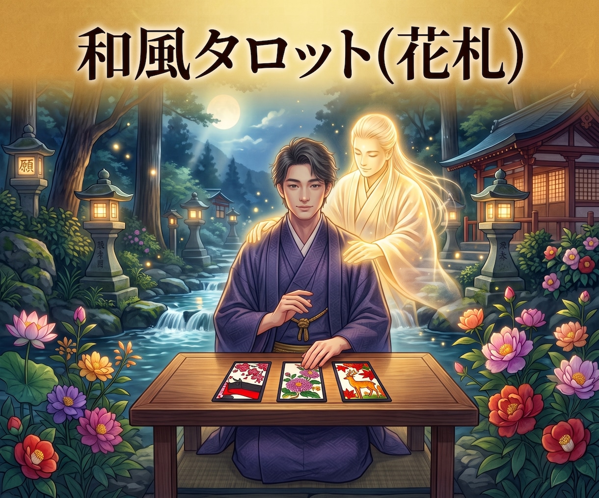 和風タロット＊花札3枚で彼の本音と未来を視ます 【24時間以内回答/安心のアフター質問1回付き】守護霊の導き イメージ1