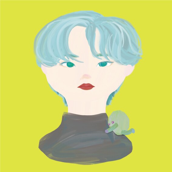 謎のマスコット付き？？ゆるい似顔絵を描きます 脱力な絵の具タッチの似顔絵です。肩に謎の妖精がついてきます。 イメージ7