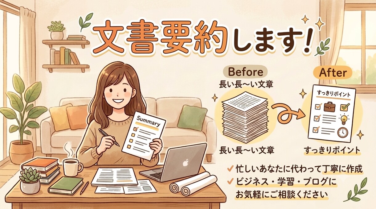 長文をスッキリ要約！読みやすい文章に整えます AI×手作業で速く正確に要点を絞ります イメージ2