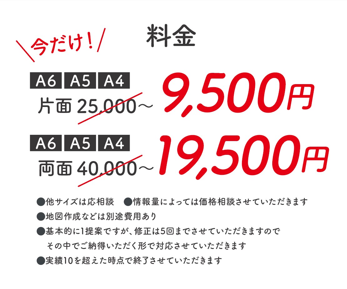 伝えるチラシデザイン制作いたします 今だけ！実績が10超えるまで全てのサイズ9800円〜承ります イメージ2