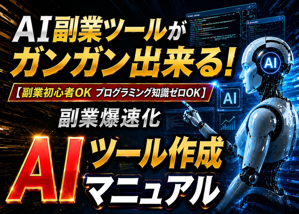 ノープログラミングでAI副業ツール作成できます 作成したツールは販売してもOK！ツールを作成して稼ぐという形 イメージ1
